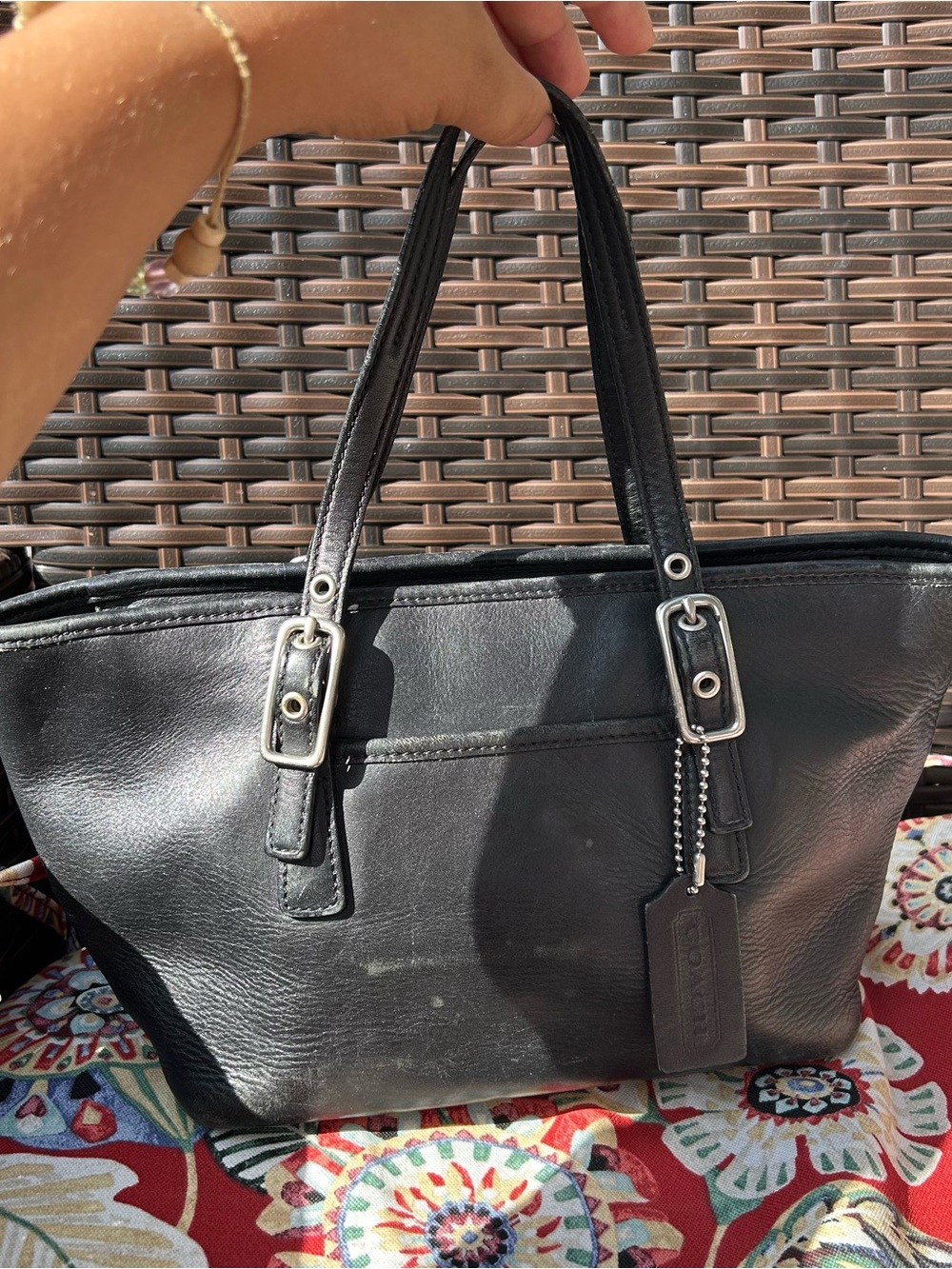 COACH Vintage Legacy MINI Market Tote Black Leather Bag Handbag Purse 9846